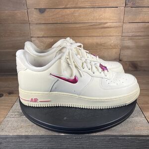 Nike Air Force Women's Size 9.5 FB8251-101 Playful Pink White Leather Sneakers